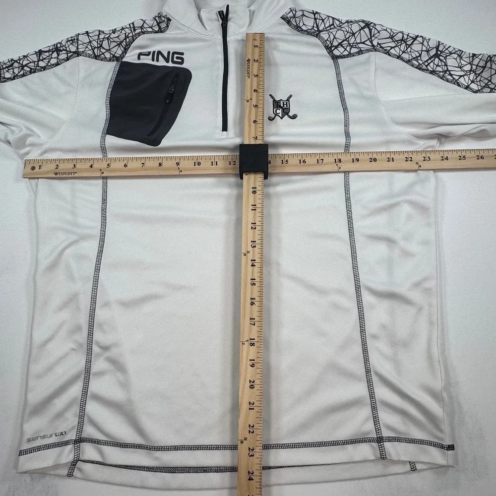 PING SensorCool Mens Large Golf Pullover White Quarter Zip THCC Logo L
